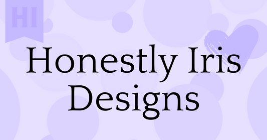 stylized text: honestly iris designs. Against a soft lavender background